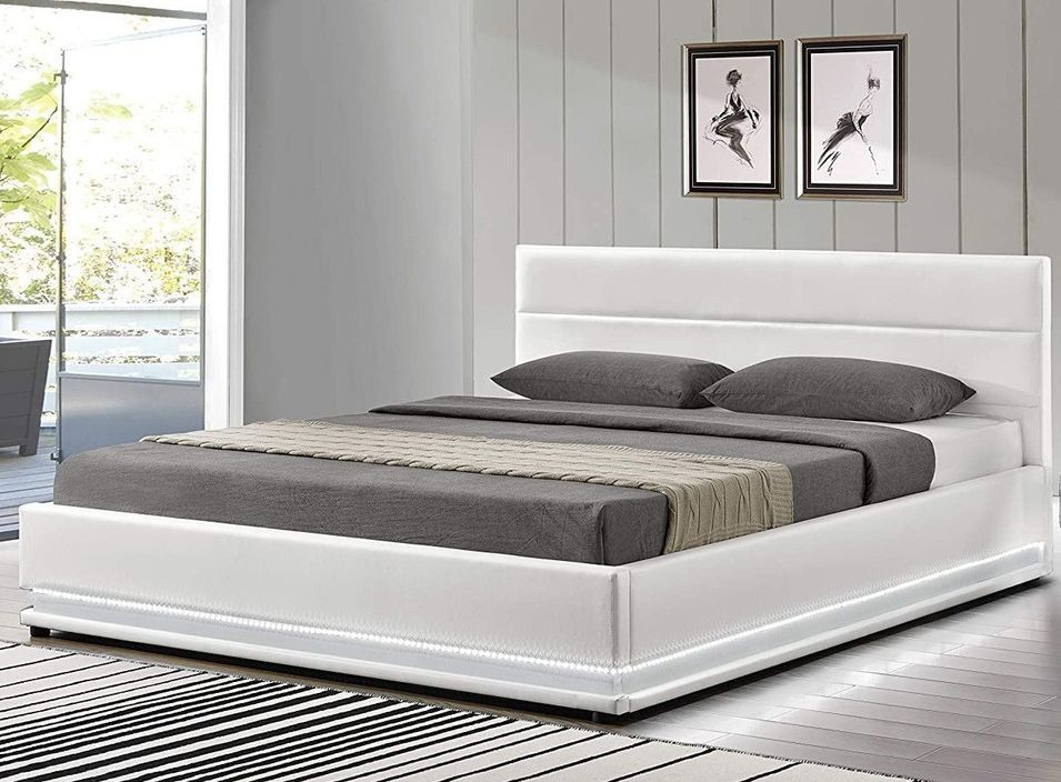 Lit coffre à Led simili cuir Star - Photo n°1