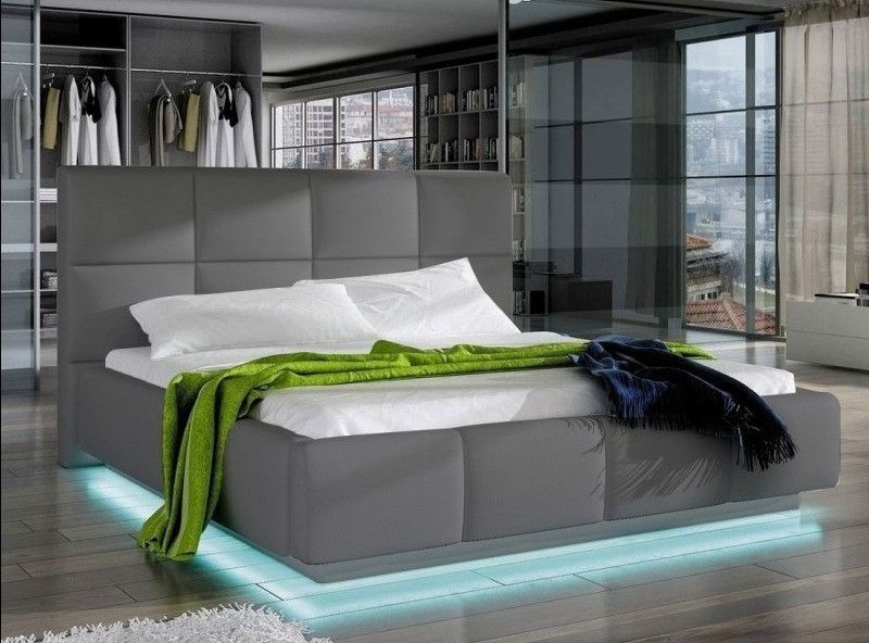 Lit coffre capitonné simili cuir Louka - Photo n°1