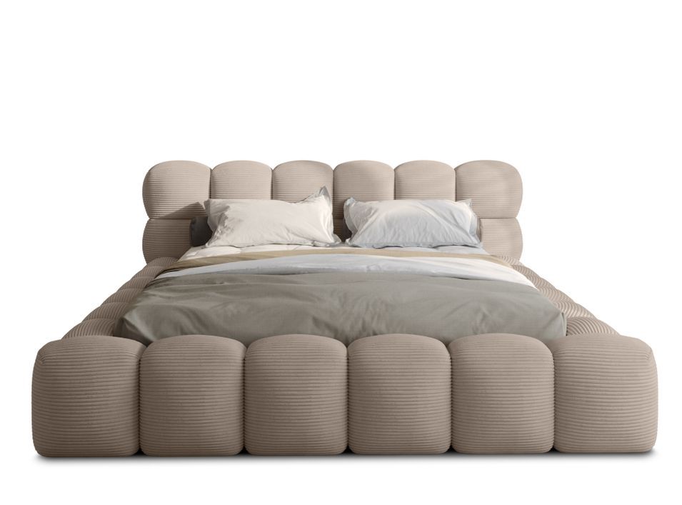 Lit coffre capitonné velours côtelé KINGSTONE - Elégance structurée & rangement - Photo n°1