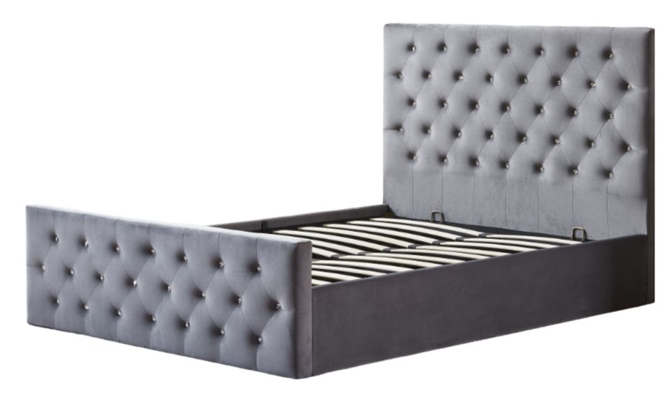 Lit coffre capitonné velours Korry - Photo n°1