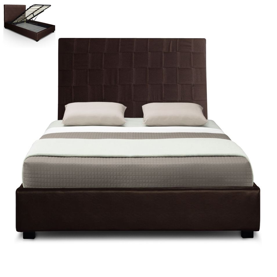 Lit coffre coutures damier - Photo n°1