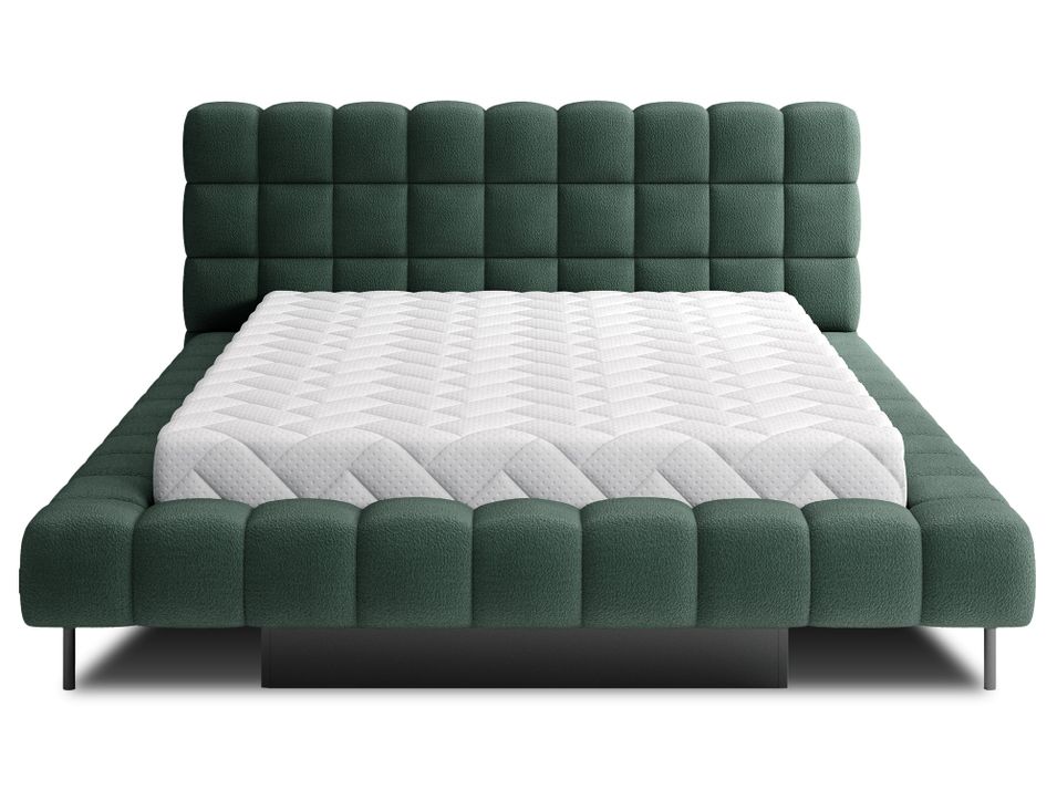 Lit coffre KOPA en tissu bouclette capitonné - Photo n°1