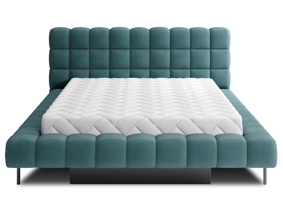 Lit coffre KOPA en tissu bouclette capitonné - Photo n°1