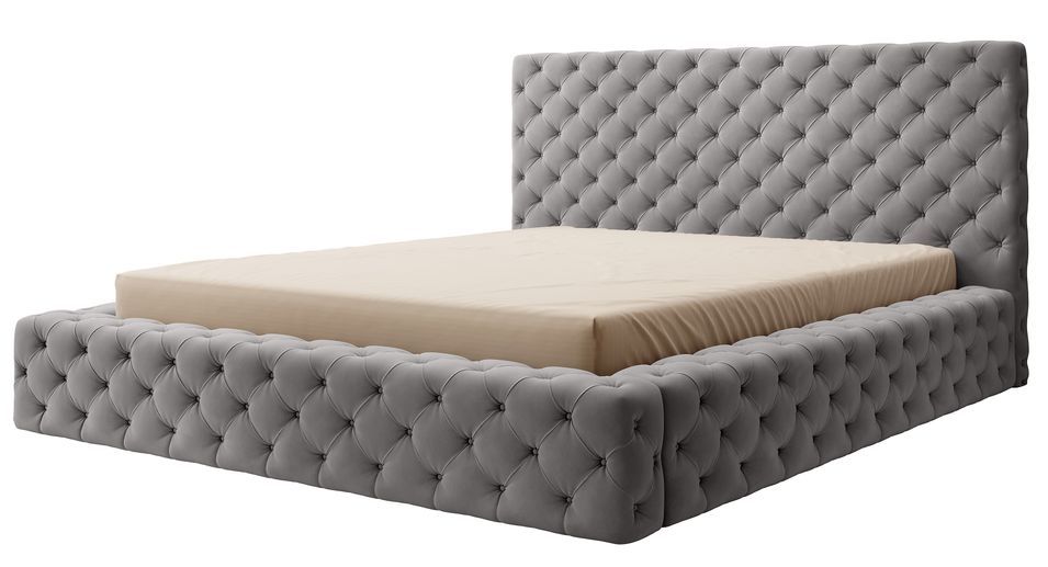 Lit coffre PRINCE en tissu capitonné – Design élégant - Photo n°1