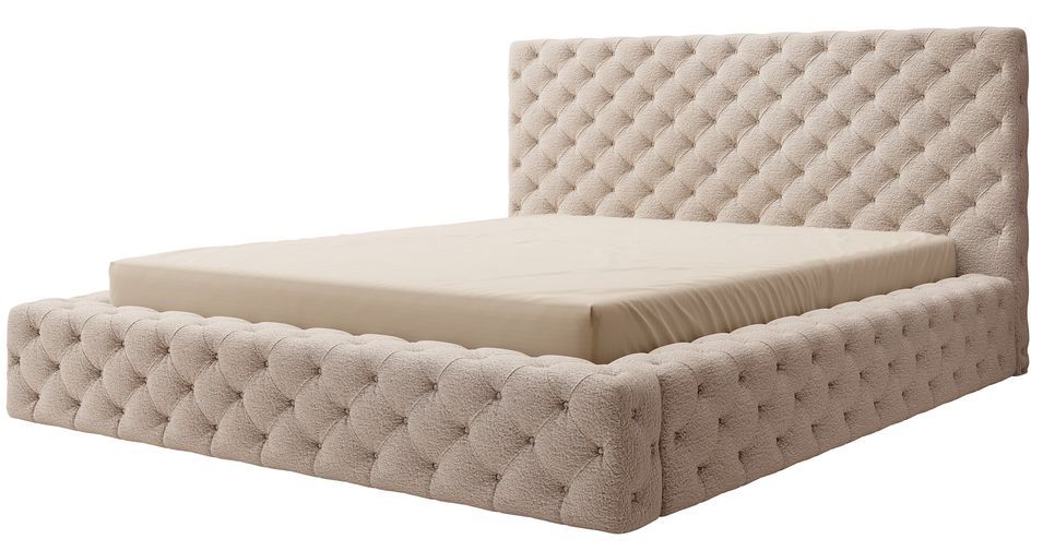 Lit coffre Prince prestige – Élégance du tissu capitonné - Photo n°1