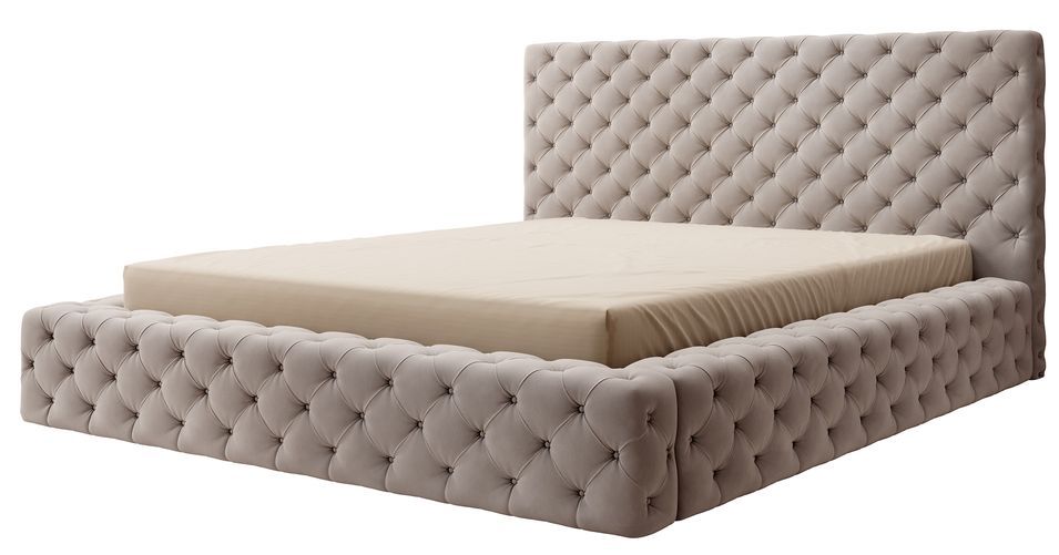 Lit coffre Prince prestige – Élégance du tissu capitonné - Photo n°1