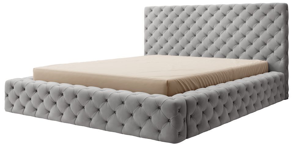 Lit coffre Prince prestige – Élégance du tissu capitonné - Photo n°1