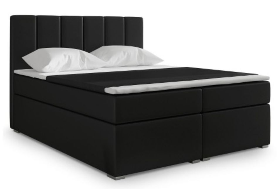 Lit coffre simili noir Milan 160 - Photo n°1