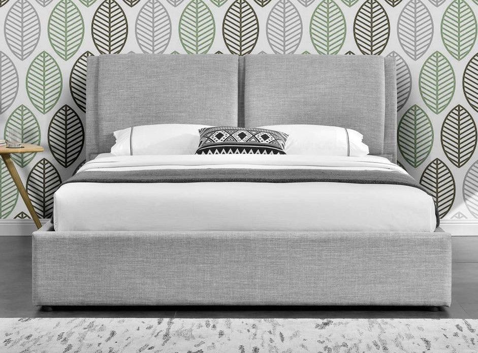 Lit coffre tissu gris clair Kelia 180x200 cm - Photo n°1