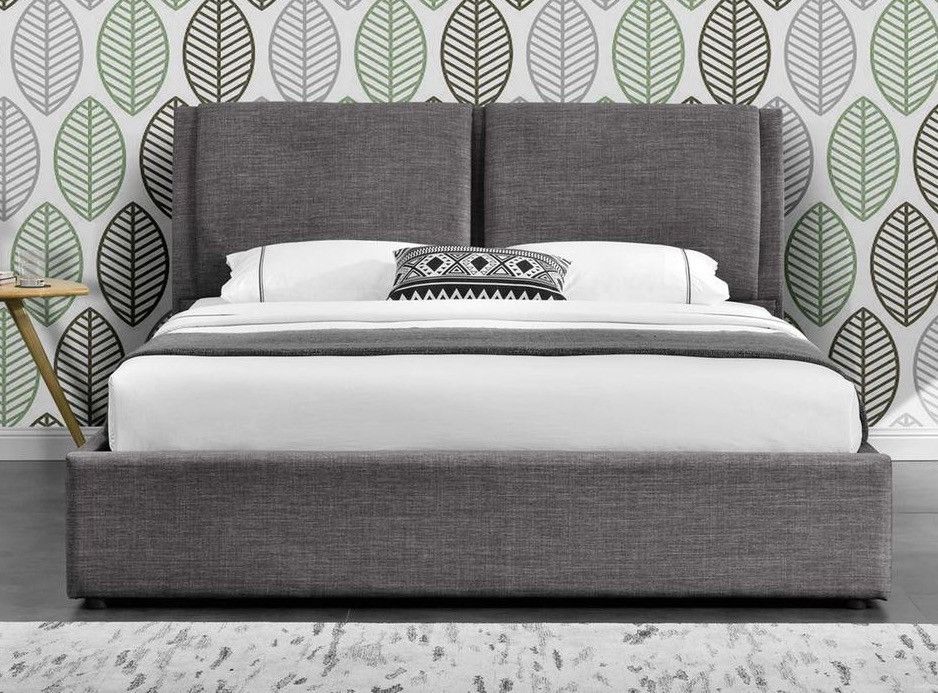 Lit coffre tissu gris foncé Kelia 160x200 cm - Photo n°1