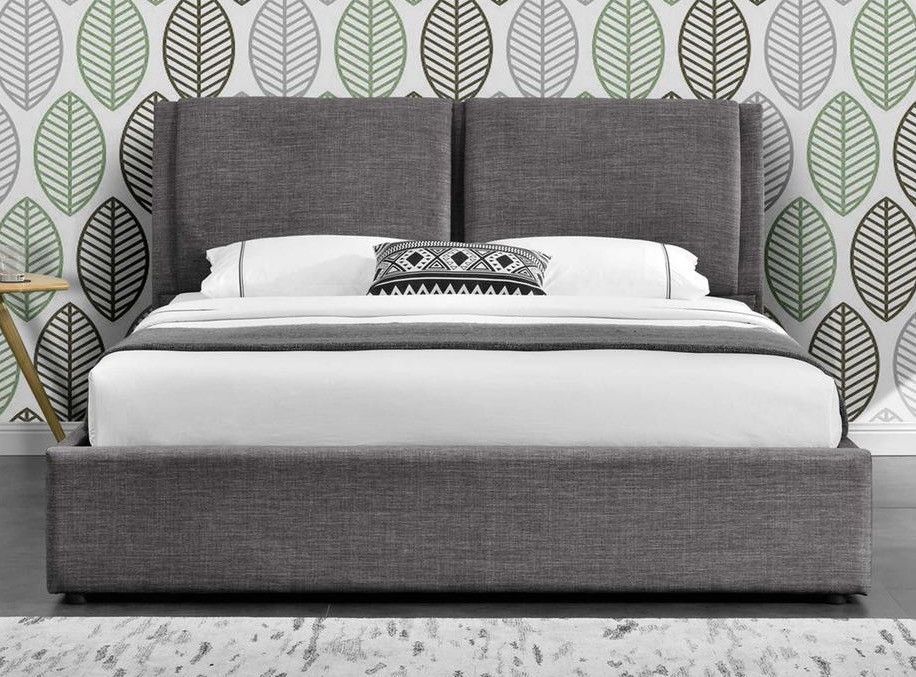 Lit coffre tissu gris foncé Kelia 180x200 cm - Photo n°1
