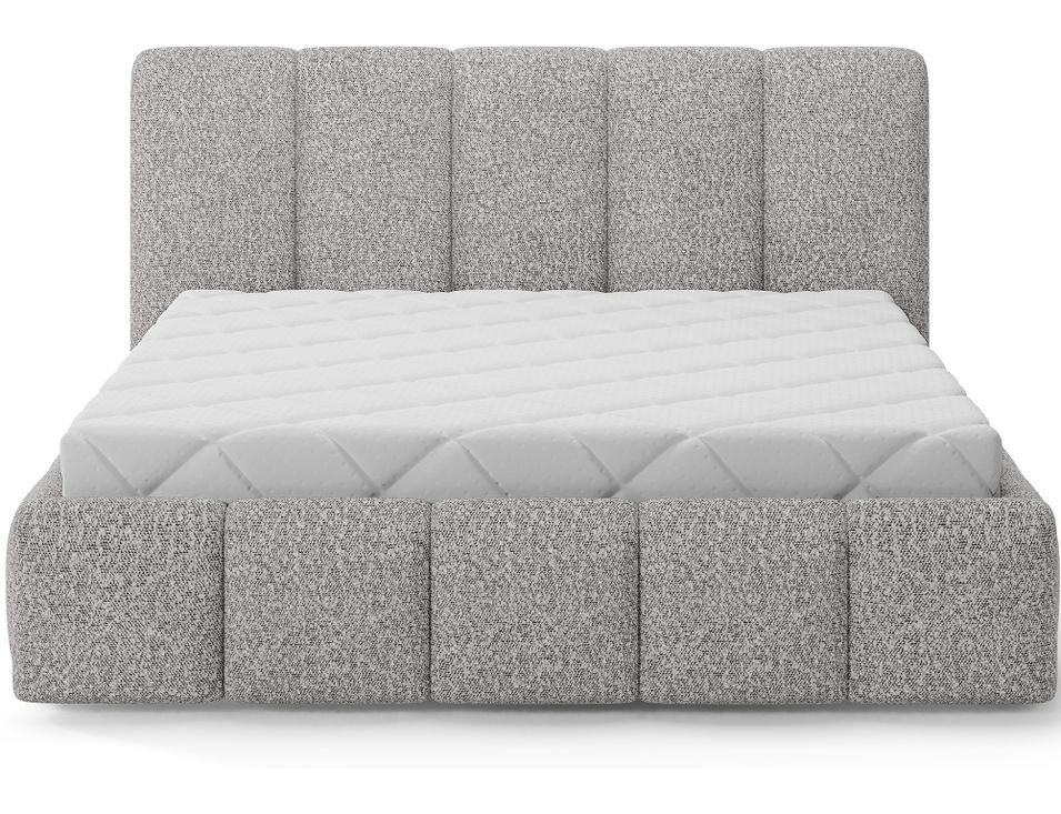 Lit coffre VIKA en tissu capitonné avec sommier relevable - Photo n°1