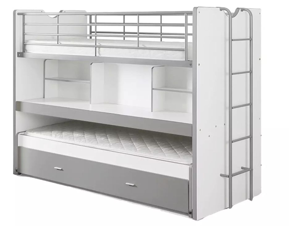 Lit combiné & superposé BONNY 90x200 – 3 couchages + bureau coulissant - Photo n°1