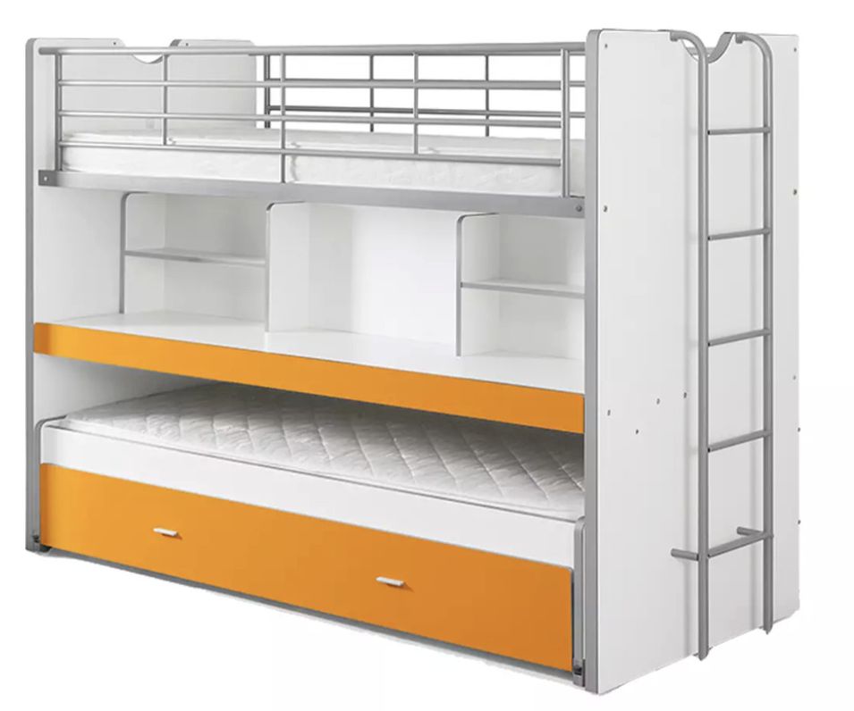 Lit combiné & superposé BONNY 90x200 – 3 couchages + bureau coulissant - Photo n°1