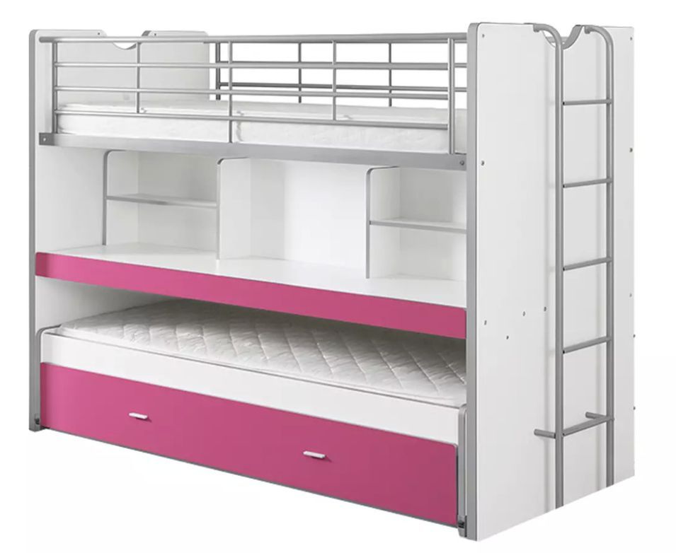 Lit combiné & superposé BONNY 90x200 – 3 couchages + bureau coulissant - Photo n°1