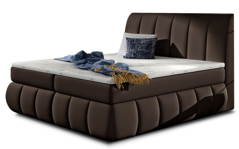 Lit continental simili cuir marron Florencia - Photo n°1