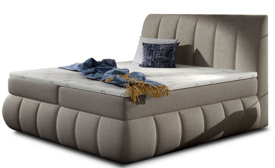 Lit continental tissu beige Florencia - Photo n°1