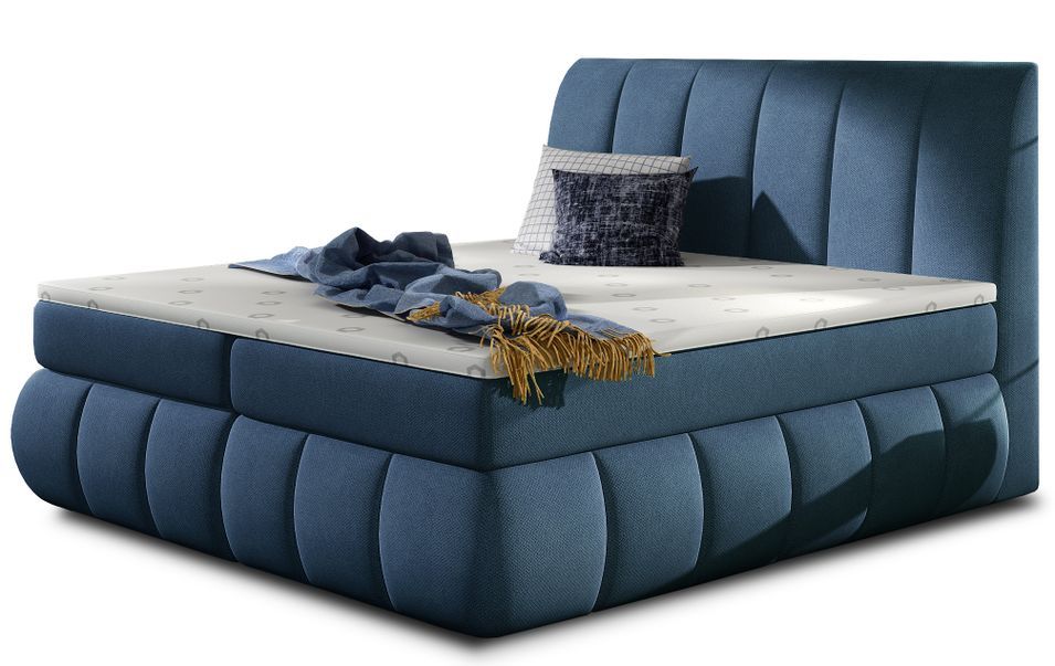 Lit continental tissu bleu Florencia - Photo n°1