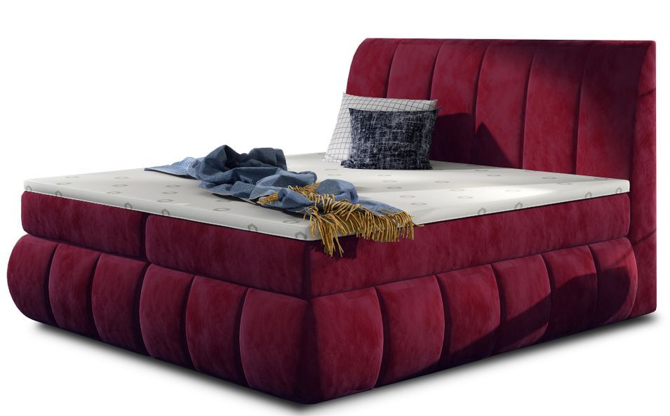 Lit continental tissu doux bordeaux Florencia - Photo n°1