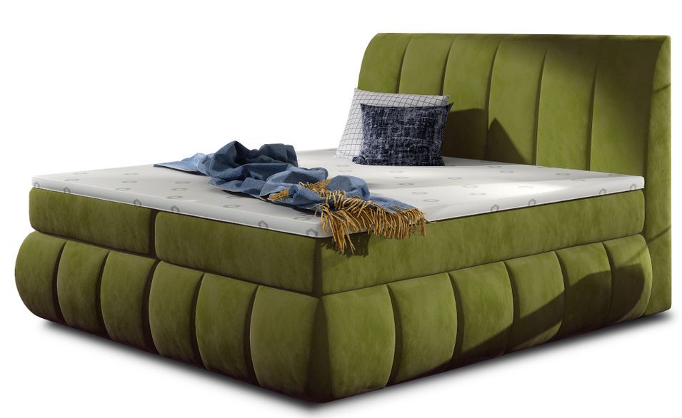 Lit continental tissu doux vert anis Florencia - Photo n°1