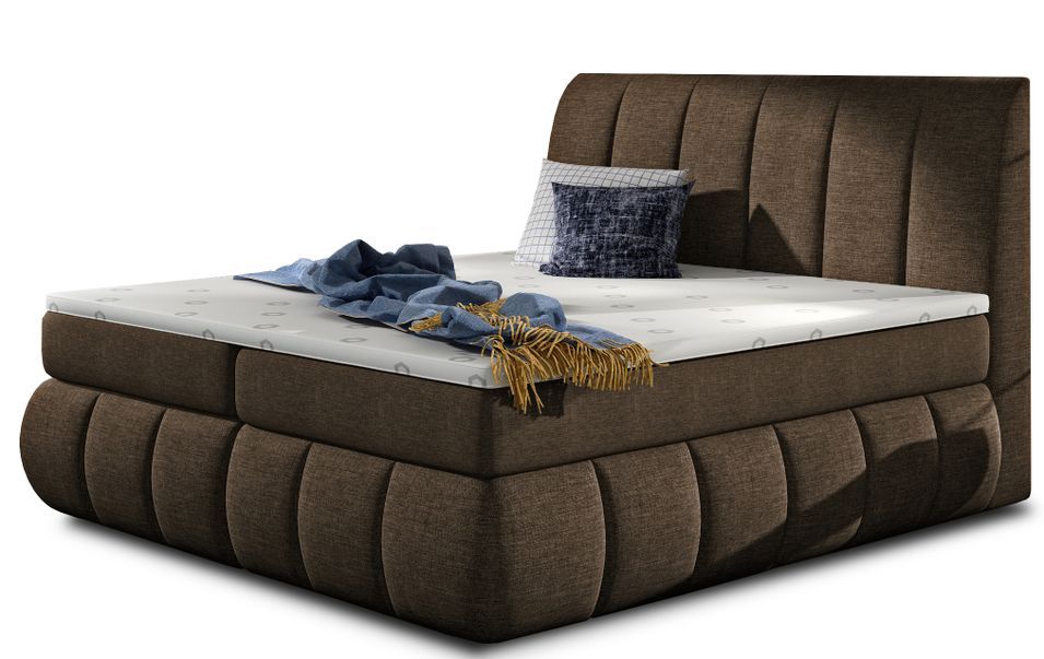 Lit continental tissu marron Florencia - Photo n°1