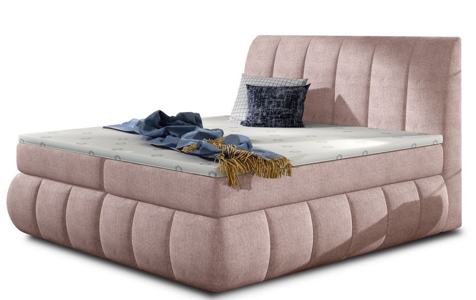 Lit continental tissu rose Florencia - Photo n°1