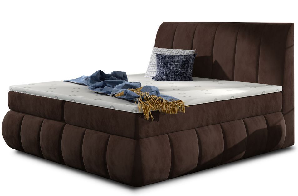 Lit continental velours marron Florencia - Photo n°1