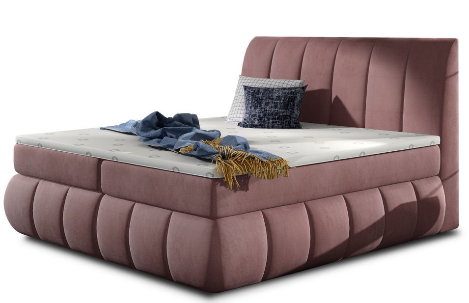 Lit continental velours rose Florencia - Photo n°1