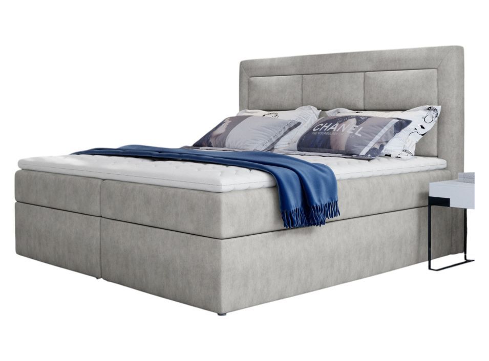 Lit continental tissu beige Balore - Photo n°1