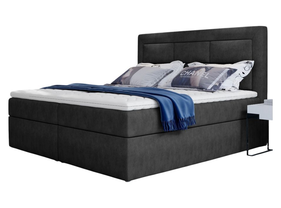 Lit continental tissu gris anthracite Balore - Photo n°1