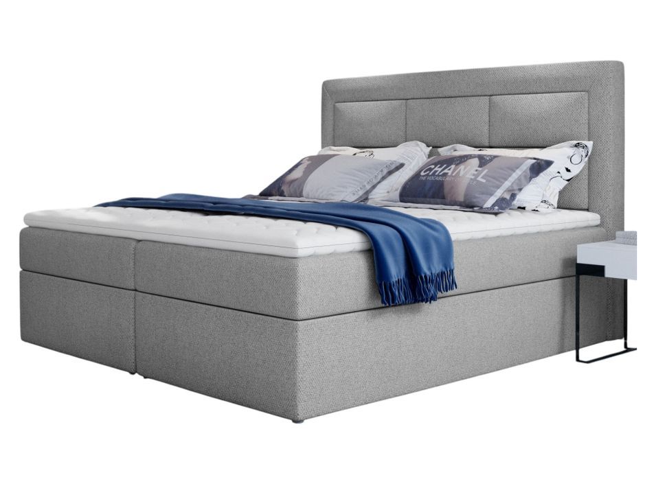 Lit continental tissu gris clair Balore - Photo n°1