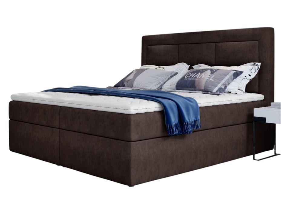 Lit continental tissu marron Balore - Photo n°1