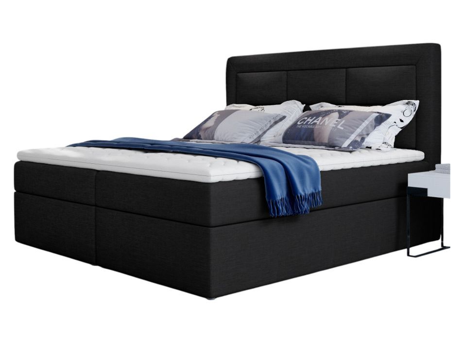 Lit continental tissu noir Balore - Photo n°1