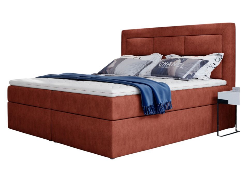 Lit continental tissu rouge tomette Balore - Photo n°1
