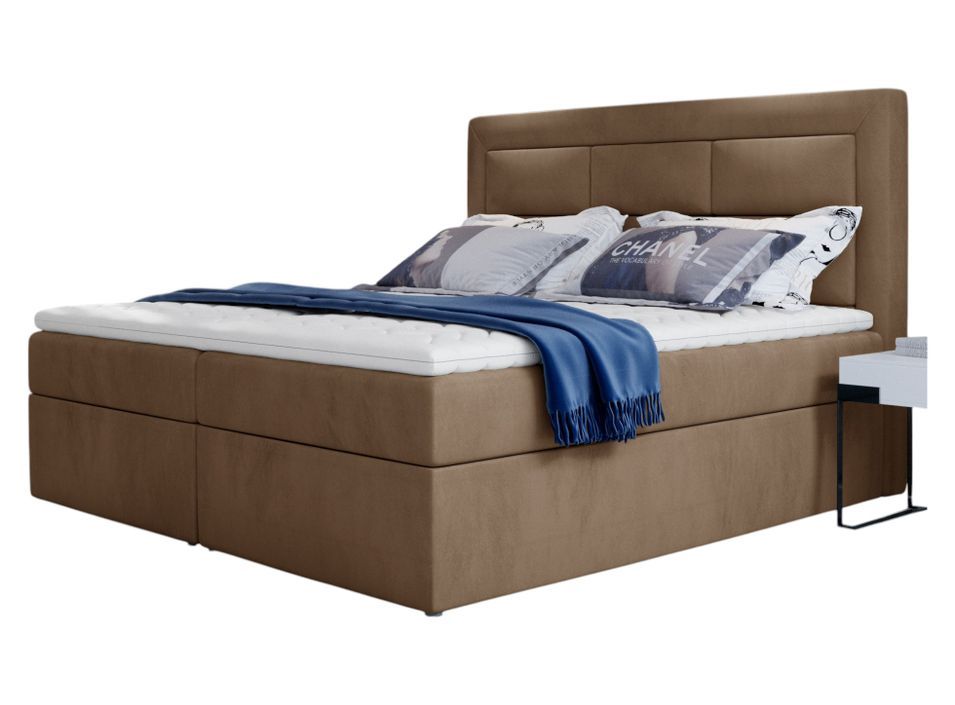 Lit continental velours marron clair Balore - Photo n°1