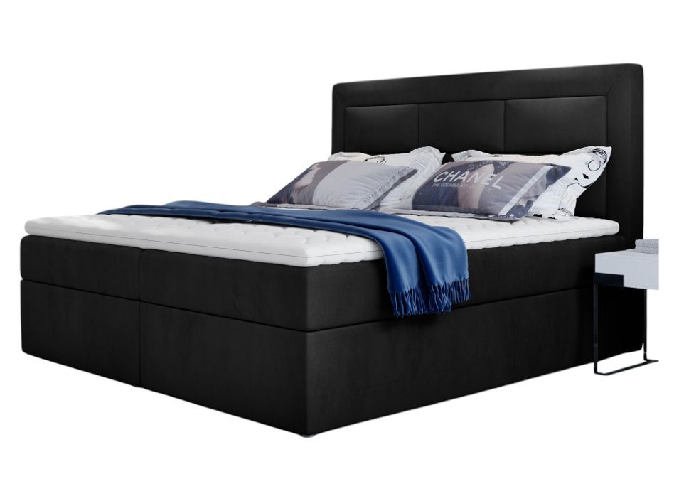 Lit continental velours noir Balore - Photo n°1