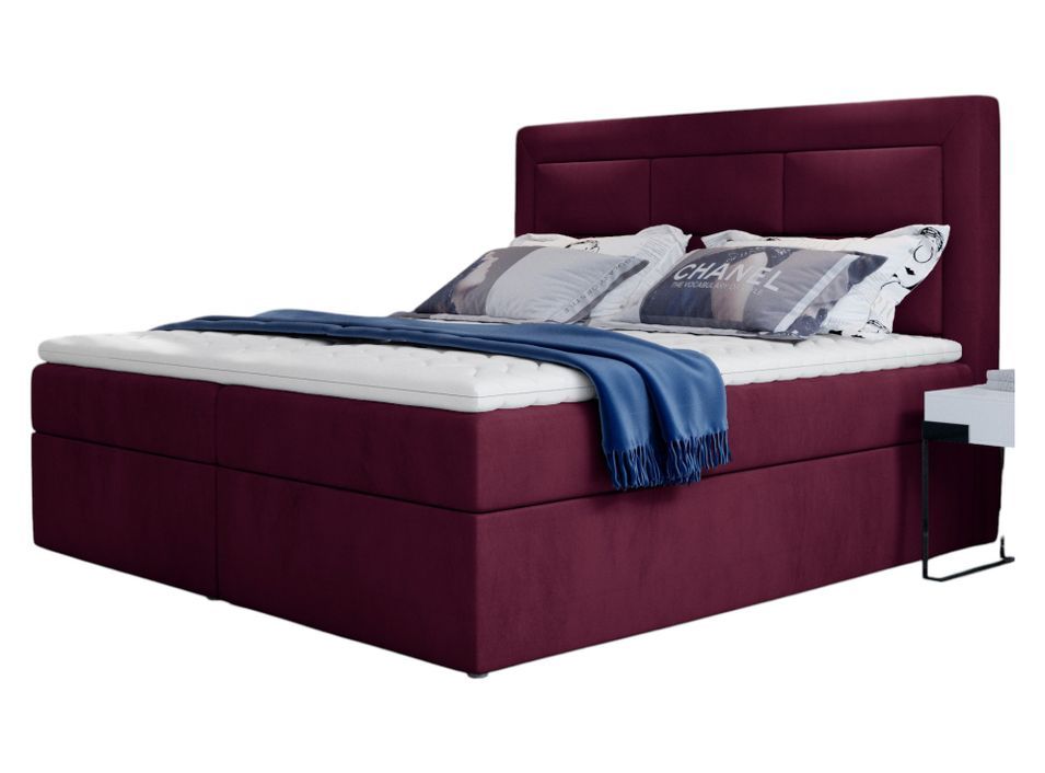 Lit continental velours prune Balore - Photo n°1