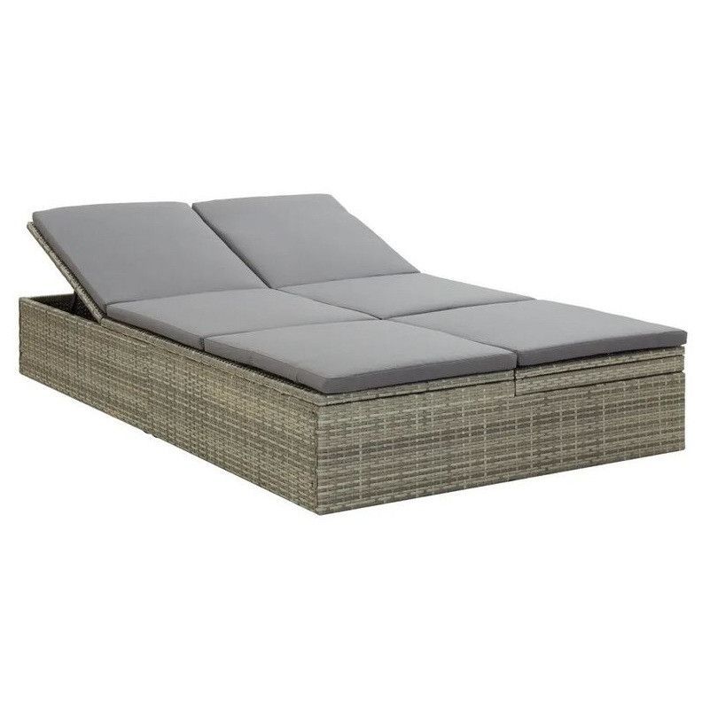 Lit de jardin tissu et résine tressée gris Viali - Photo n°1