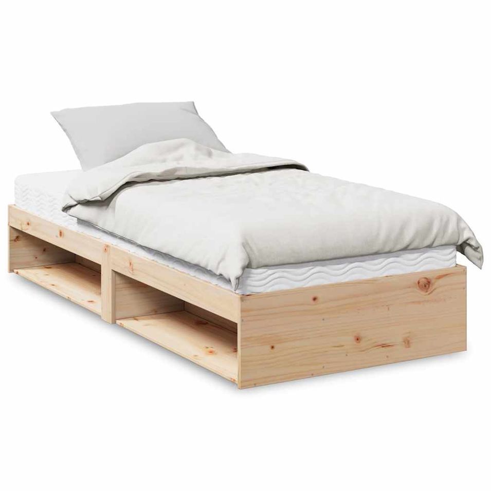 Lit de jour avec matelas 90x190 cm bois de pin massif - Photo n°1
