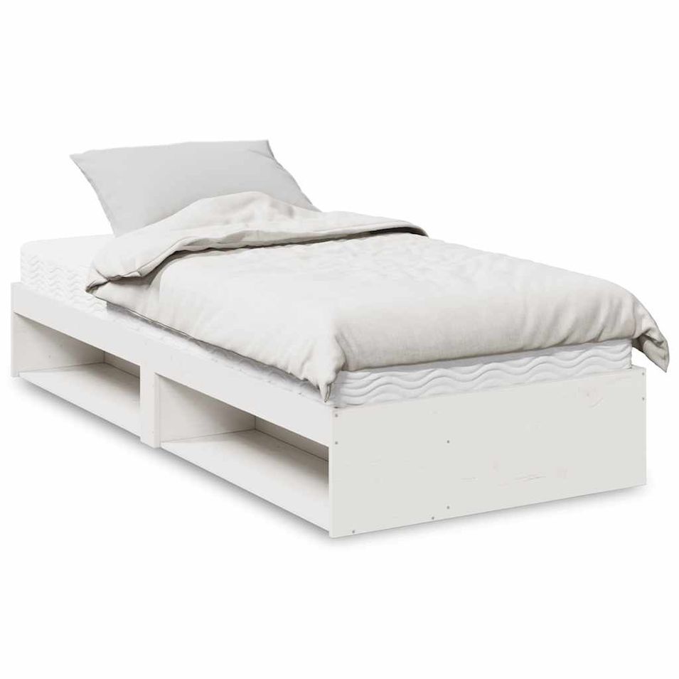 Lit de jour avec matelas blanc 80x200 cm bois de pin massif - Photo n°1