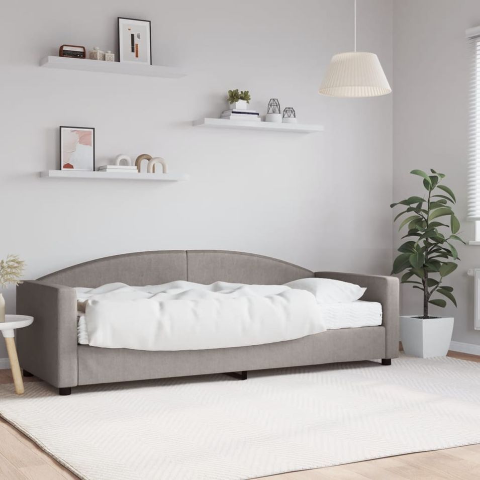 Lit de jour avec matelas taupe 80x200 cm tissu - Photo n°1