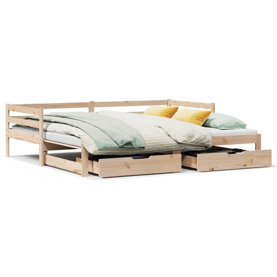 Lit de jour et lit gigogne et tiroirs 90x190 cm bois pin massif - Photo n°1