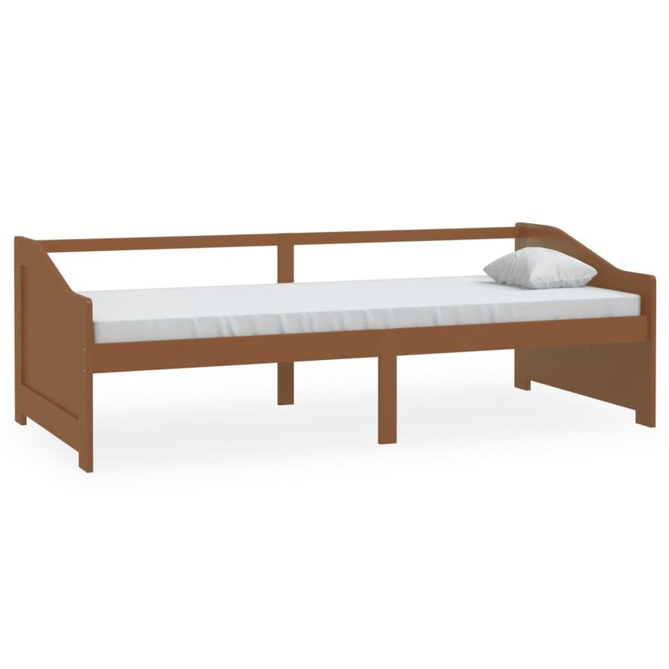 Lit de repos 3 places Marron miel Bois de pin massif 90x200 cm - Photo n°1