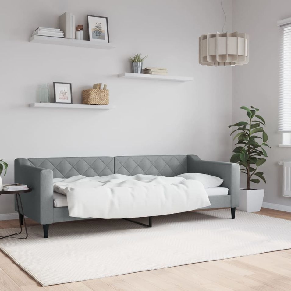 Lit de repos gris clair 80x200 cm tissu - Photo n°1