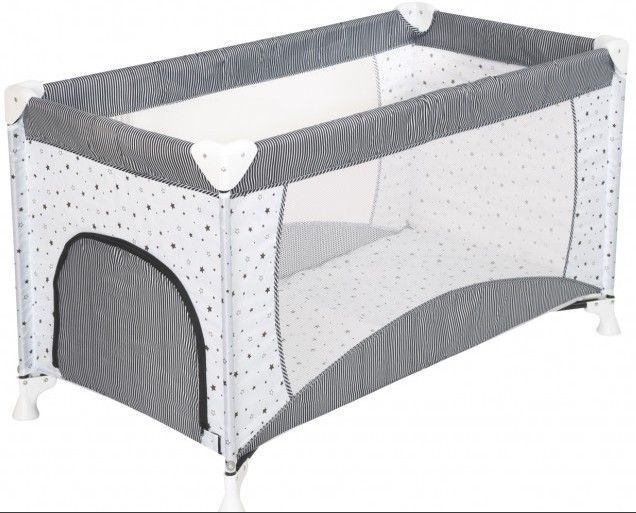 Lit de voyage pliant tissu gris Petites Etoiles 60 - Photo n°1