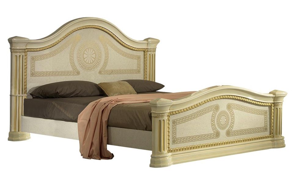 Lit design laqué beige et doré Savana 160x200 cm - Photo n°1