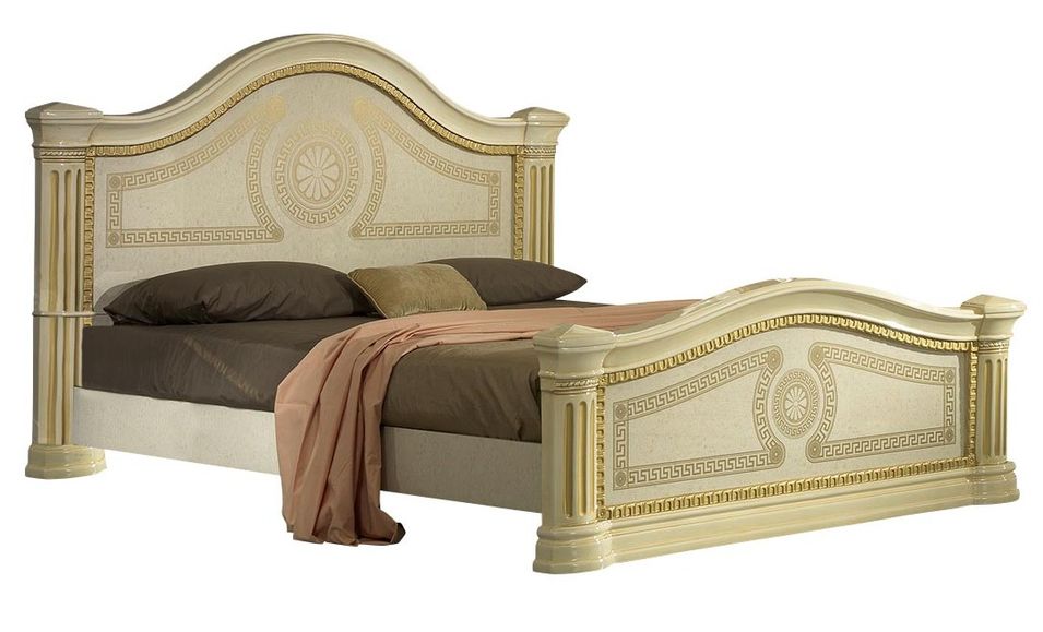 Lit design laqué beige et doré Savana 180x200 cm - Photo n°1