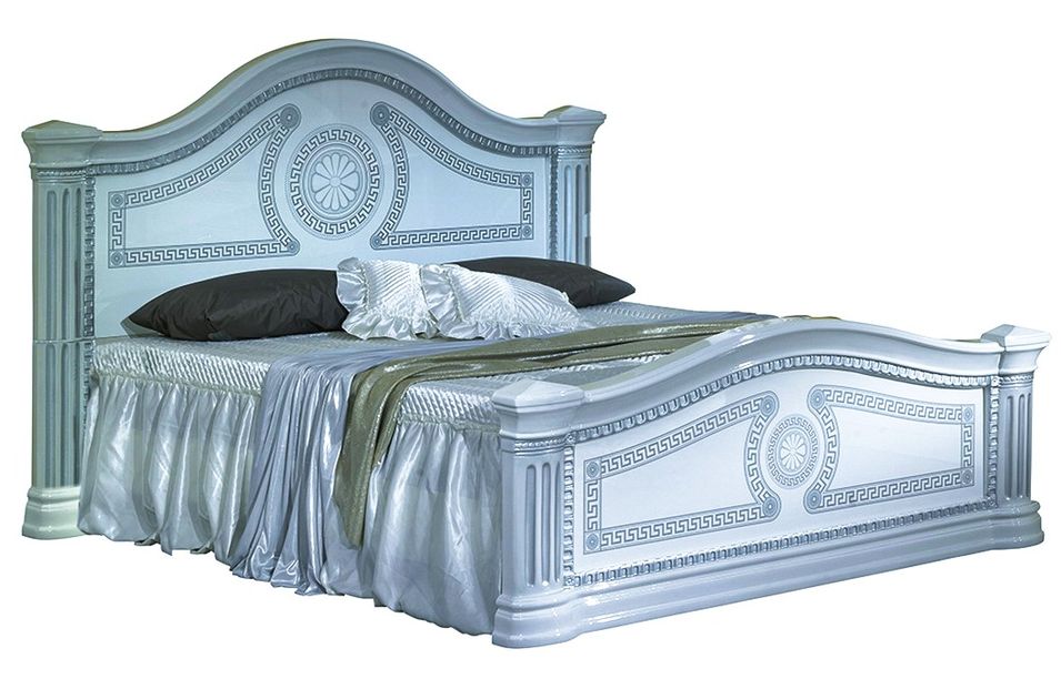 Lit design laqué blanc et gris Savana 180x200 cm - Photo n°1