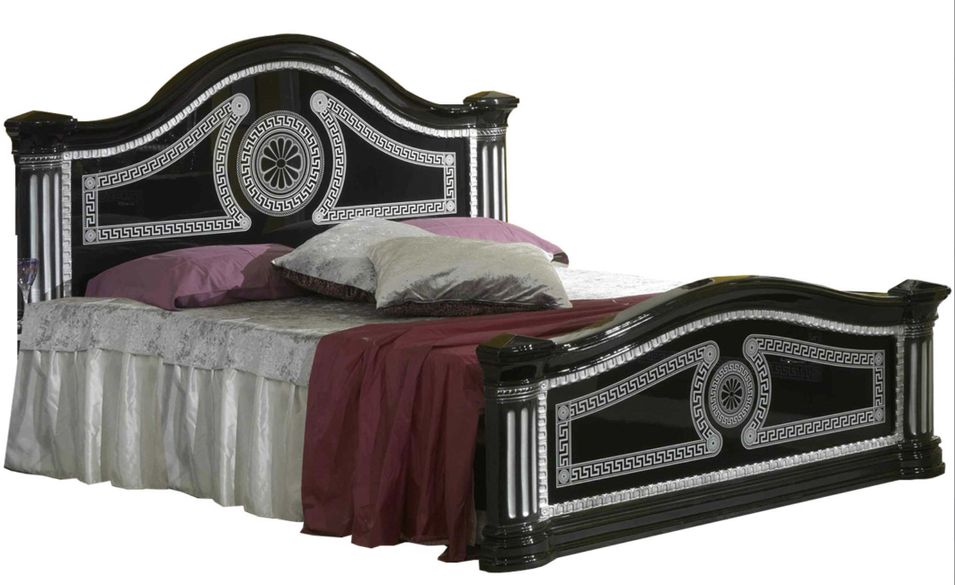 Lit design laqué noir et argenté Savana 160x200 cm - Photo n°1