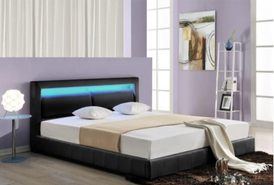 Lit design Noir à led Monaco 140 - Photo n°1